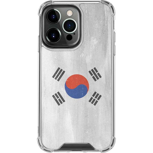 South Korean Flag Distressed iPhone 16 Pro Clear Case