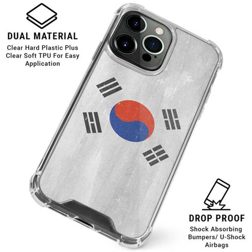South Korean Flag Distressed iPhone 16 Pro Max Clear Case