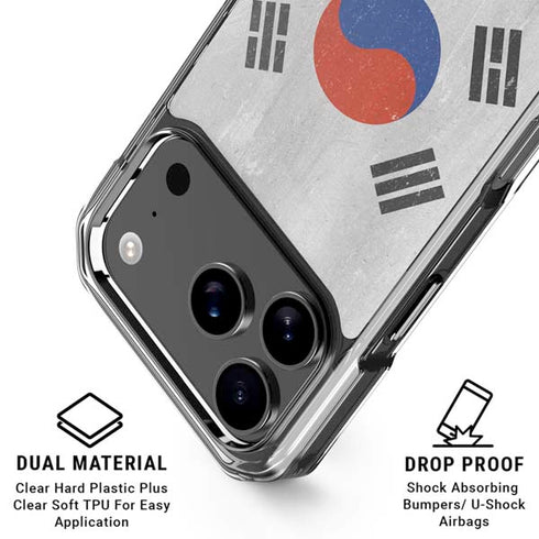 South Korean Flag Distressed iPhone 17 Pro Clear Case