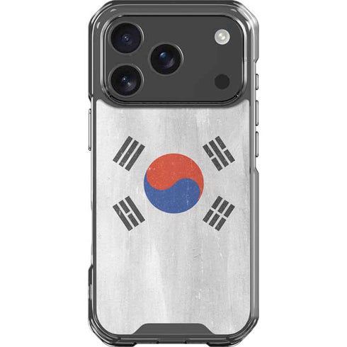 South Korean Flag Distressed iPhone 18 Pro Clear Case