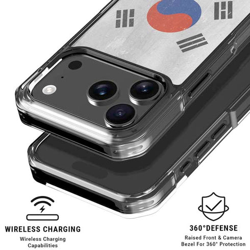 South Korean Flag Distressed iPhone 18 Pro Clear Case