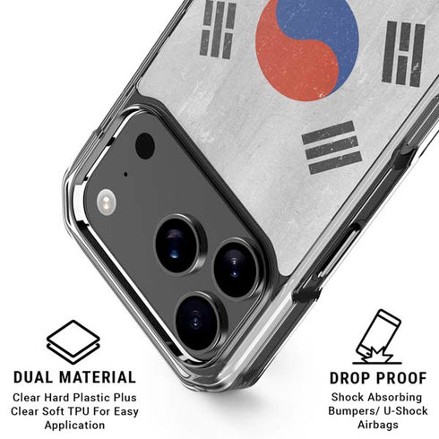 South Korean Flag Distressed iPhone 18 Pro Clear Case