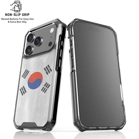 South Korean Flag Distressed iPhone 18 Pro Clear Case
