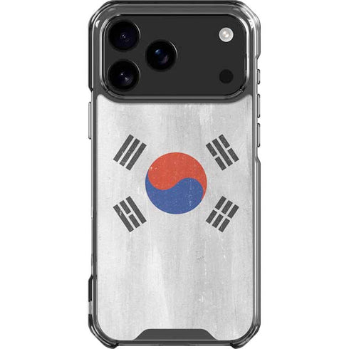 South Korean Flag Distressed iPhone 18 Pro Max Clear Case