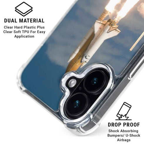 Space Shuttle Atlantis Liftoff iPhone 16 Plus Clear Case