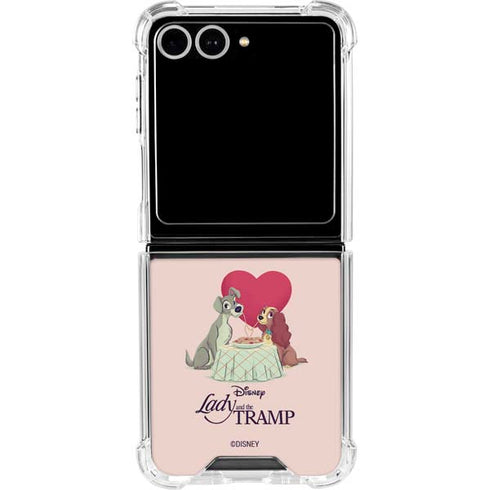 Disney Lady & The Tramp Spaghetti Dinner Galaxy Z Flip7 Clear Case