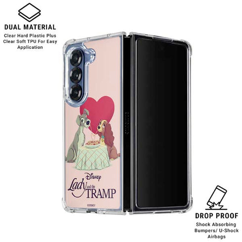 Disney Lady & The Tramp Spaghetti Dinner Galaxy Z Fold7 Clear Case