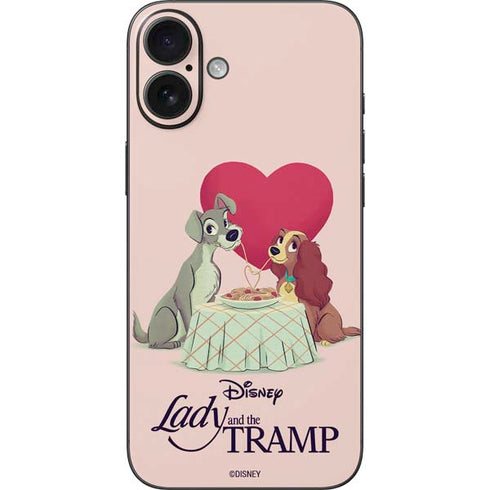 Disney Lady & The Tramp Spaghetti Dinner iPhone 16 Plus Skin
