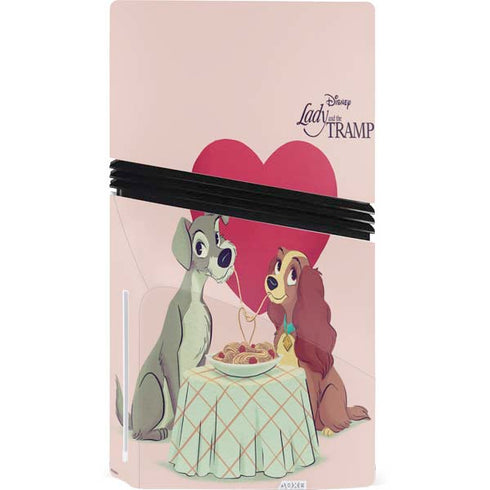Disney Lady & The Tramp Spaghetti Dinner PS5 Pro Disk Console Skin
