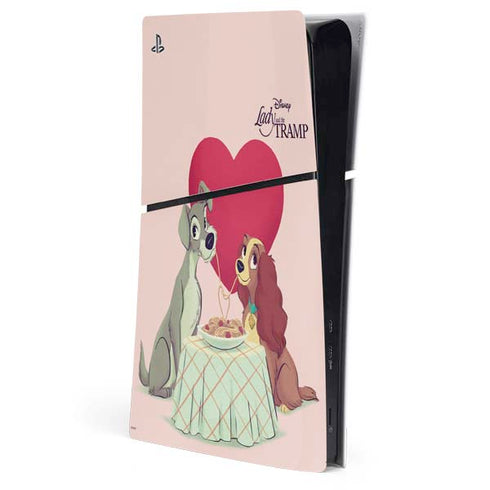 Disney Lady & The Tramp Spaghetti Dinner PS5 Slim Digital Edition Console Skin