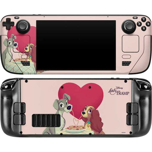 Disney Lady & The Tramp Spaghetti Dinner Steam Deck Handheld Gaming Computer OLED Skin
