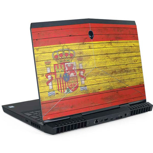 Spain Flag Dark Wood Dell Alienware Skin