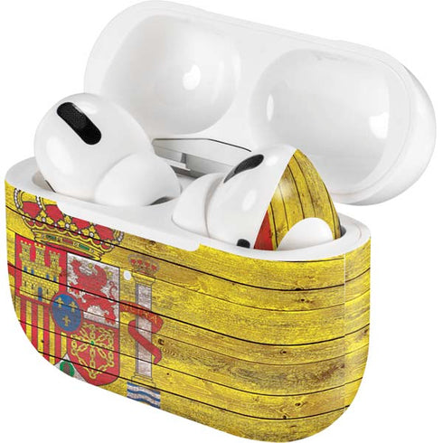 Spain Flag Dark Wood AirPods Skins
