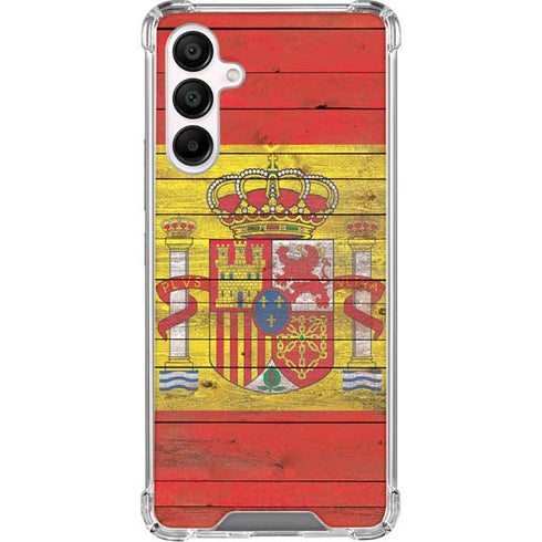 Spain Flag Dark Wood Galaxy A16 5G Clear Case