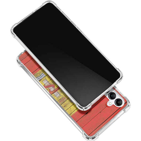 Spain Flag Dark Wood Galaxy A16 5G Clear Case