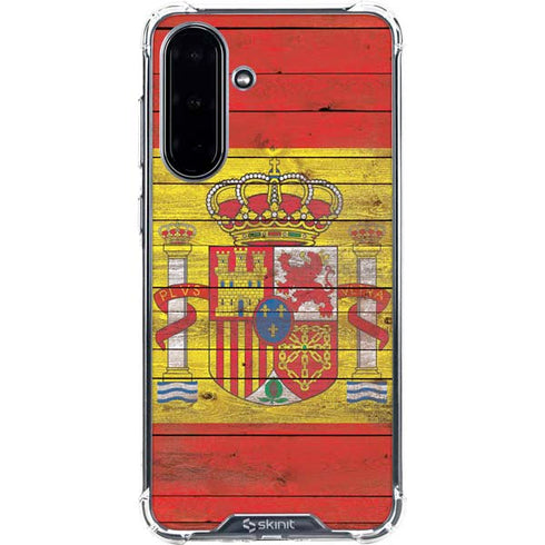 Spain Flag Dark Wood Galaxy A36 5G Clear Case