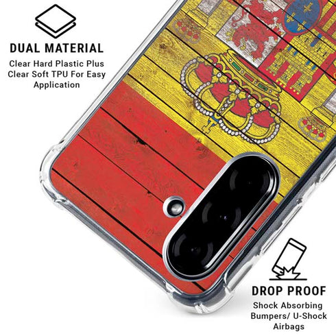Spain Flag Dark Wood Galaxy A36 5G Clear Case