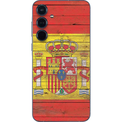 Spain Flag Dark Wood Galaxy A36 5G Skin