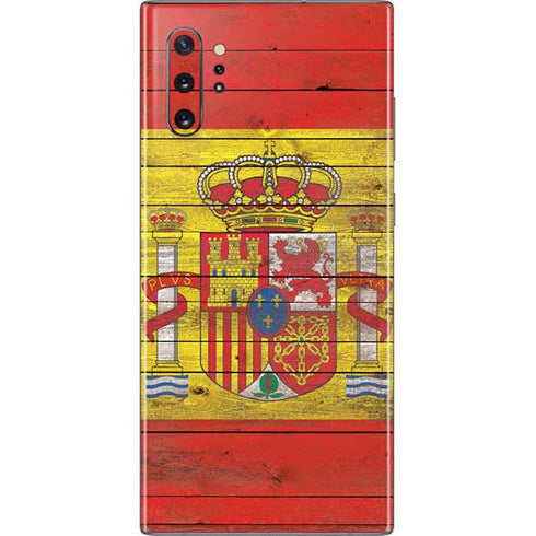 Spain Flag Dark Wood Galaxy Note 10 Plus Skin