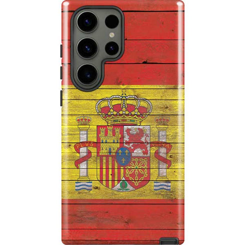Spain Flag Dark Wood Galaxy S23 Ultra Pro Case