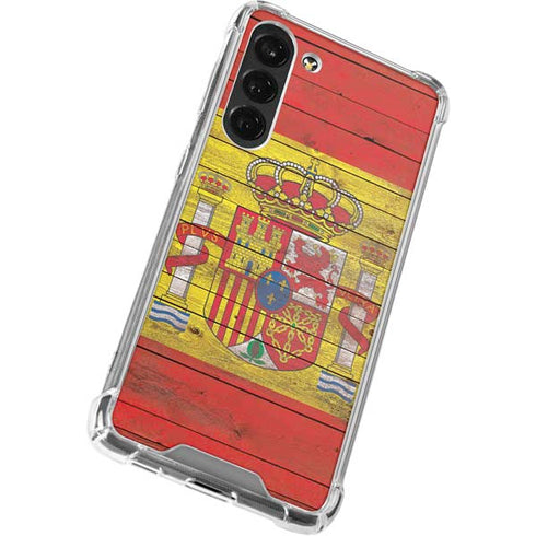 Spain Flag Dark Wood Galaxy S24 FE Clear Case