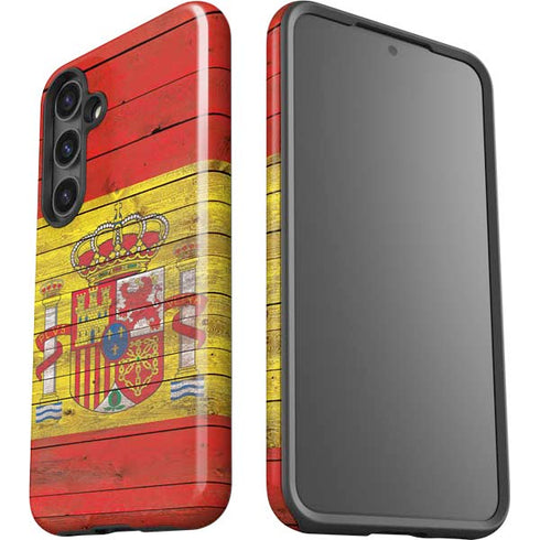 Spain Flag Dark Wood Galaxy S25 Impact Case