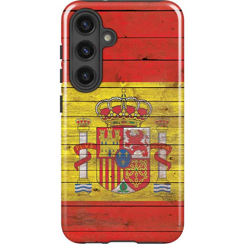 Spain Flag Dark Wood Galaxy S25 Plus Impact Case