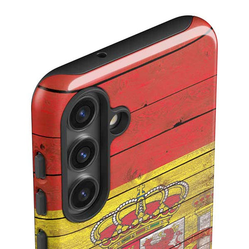 Spain Flag Dark Wood Galaxy S25 Plus Impact Case