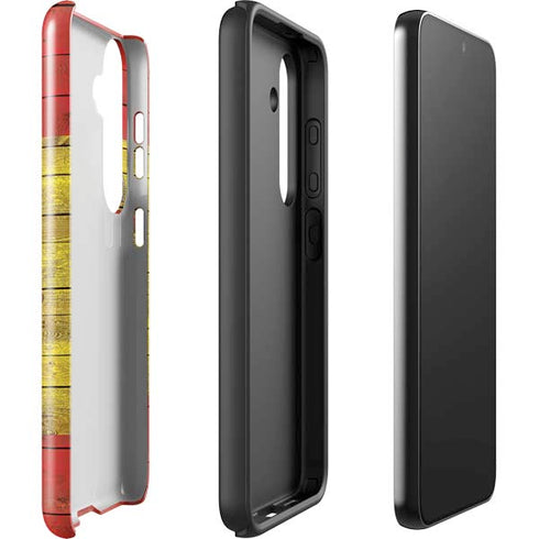 Spain Flag Dark Wood Galaxy S25 Plus Impact Case
