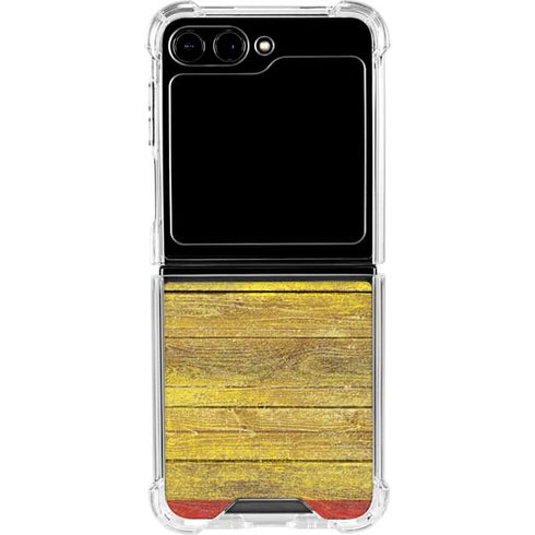 Spain Flag Dark Wood Galaxy Z Flip6 Clear Case
