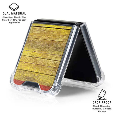 Spain Flag Dark Wood Galaxy Z Flip6 Clear Case