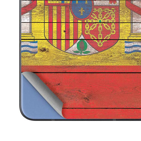 Spain Flag Dark Wood Galaxy Z Fold5 5G Skin