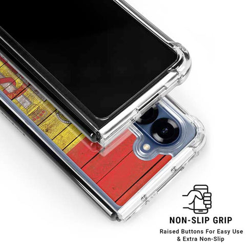 Spain Flag Dark Wood Galaxy Z Fold6 Clear Case