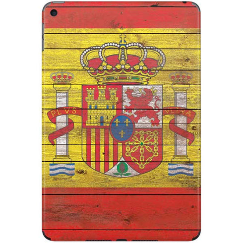 Spain Flag Dark Wood iPad Skins