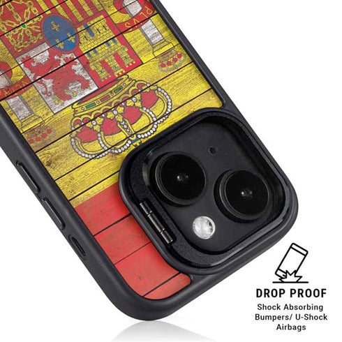 Spain Flag Dark Wood iPhone 13 Kickstand Case