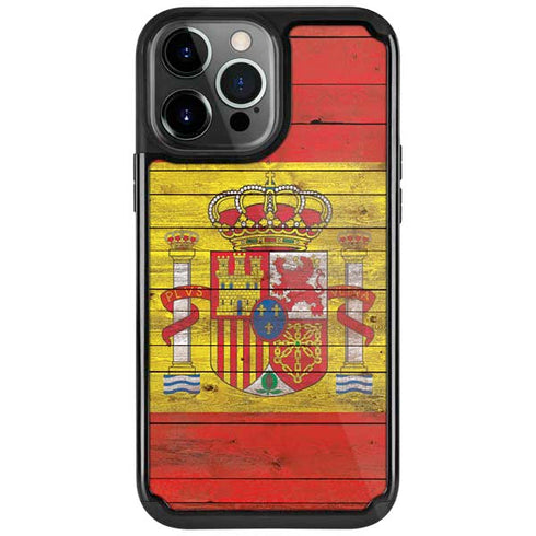 Spain Flag Dark Wood iPhone Cases