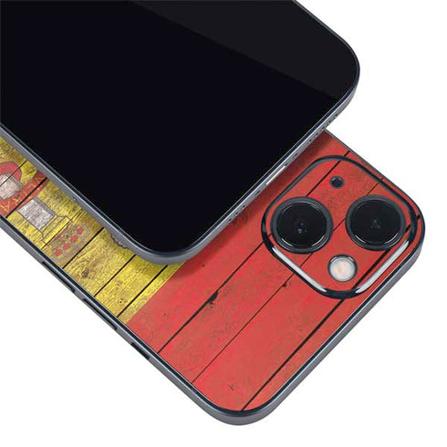 Spain Flag Dark Wood iPhone 15 Skin