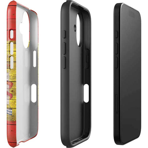 Spain Flag Dark Wood iPhone 16 Impact Case