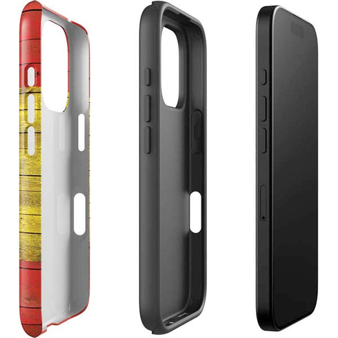 Spain Flag Dark Wood iPhone 16 Pro Impact Case