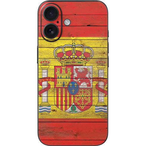 Spain Flag Dark Wood iPhone 16 Skin