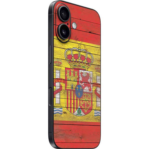 Spain Flag Dark Wood iPhone 16 Skin