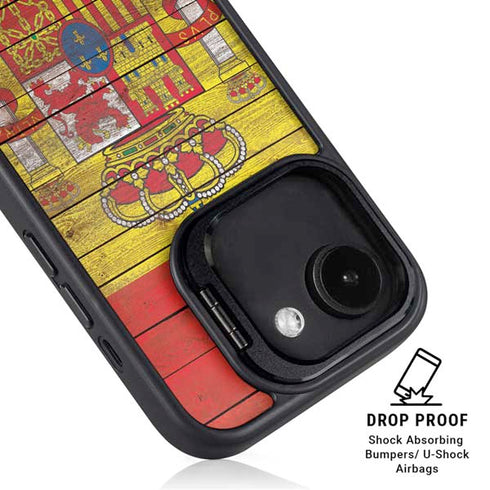 Spain Flag Dark Wood iPhone 16e Kickstand Case