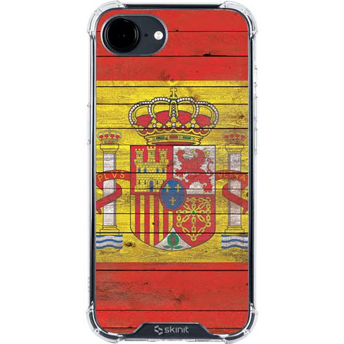 Spain Flag Dark Wood iPhone 16e Clear Case