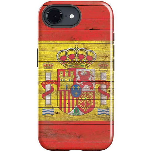 Spain Flag Dark Wood iPhone 16e Impact Case