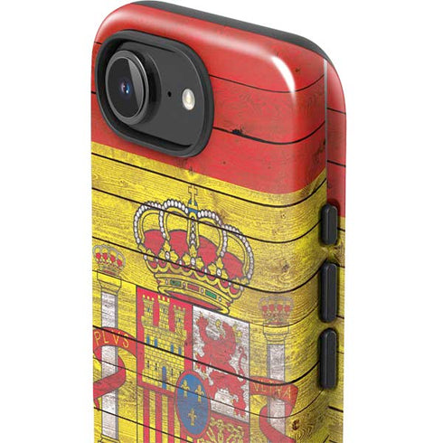 Spain Flag Dark Wood iPhone 16e Impact Case