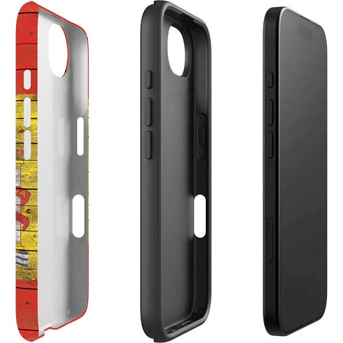 Spain Flag Dark Wood iPhone 16e Impact Case