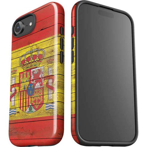 Spain Flag Dark Wood iPhone 16e Impact Case