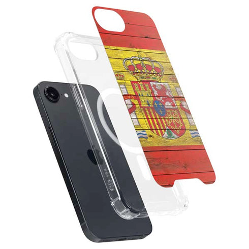 Spain Flag Dark Wood iPhone 16e MagSafe Case