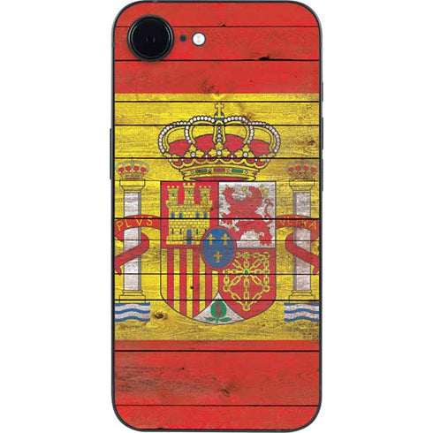 Spain Flag Dark Wood iPhone 16e Skin