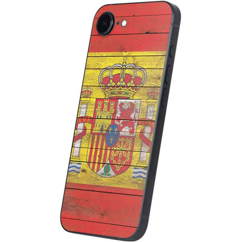 Spain Flag Dark Wood iPhone 16e Skin